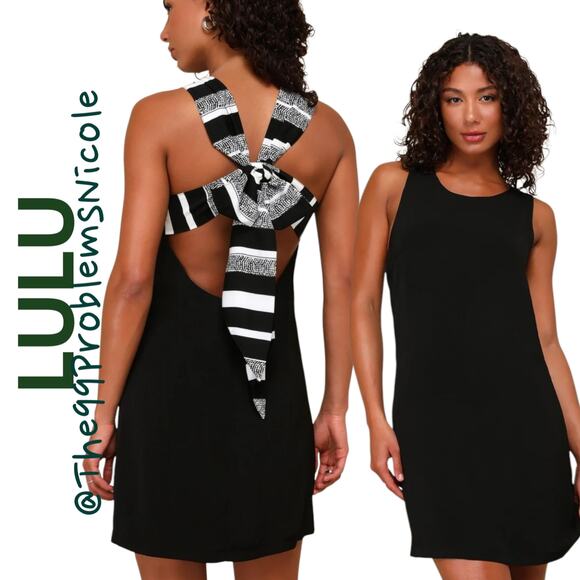 Lulus Little Black Dress with Back Tie - Picture 1 of 7